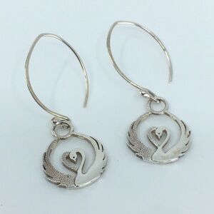Tracy Gilbert Signed Sterling Silver Swan Earrings Irish Legend Children of Lir